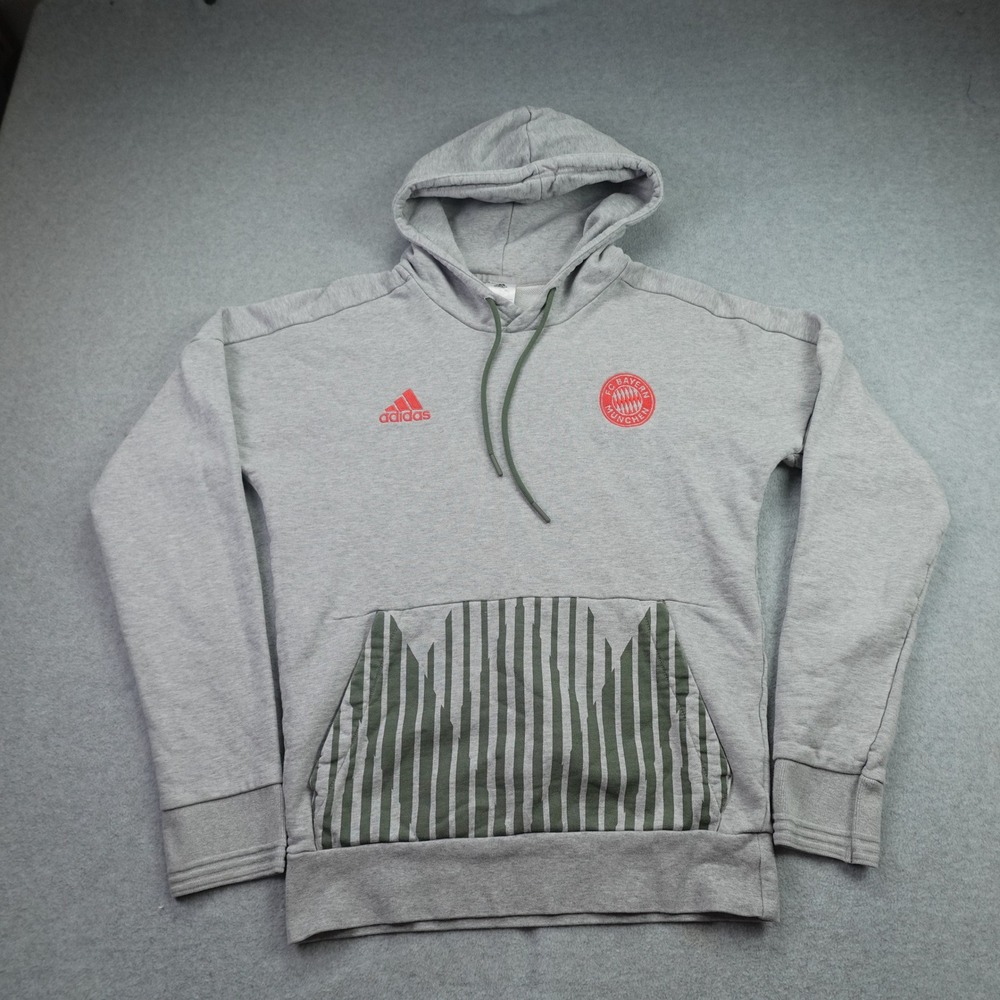 FC Bayern Munich Hoodie Mens Small Gray Sporty Pullover Soccer Adidas